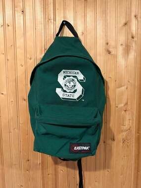 Vintage 1990s Eastpak Green Michigan State University Backpack Made in USA